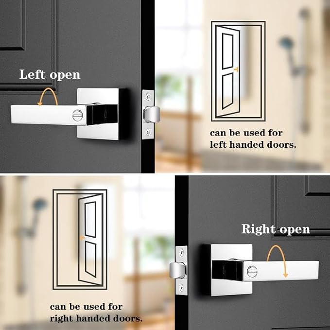Probrico 2 Pack Privacy Lever Door Handles Square Locking Leverset Reversible - Image 2