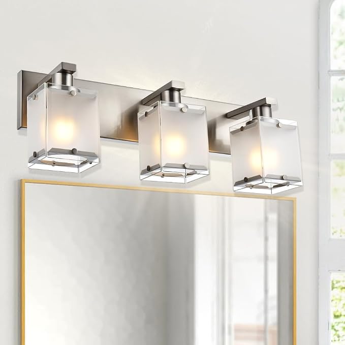 Modern 3-Lights Brushed Nickel Vanity Lights, Bathroom Light Fixture Over - Image 2