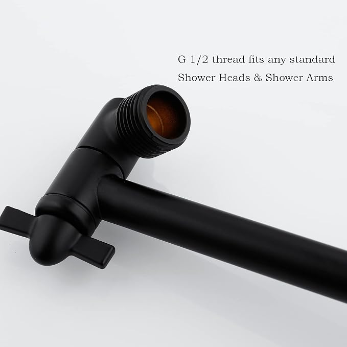 Black Shower Arm, Shower Head Extender Arm - Image 5