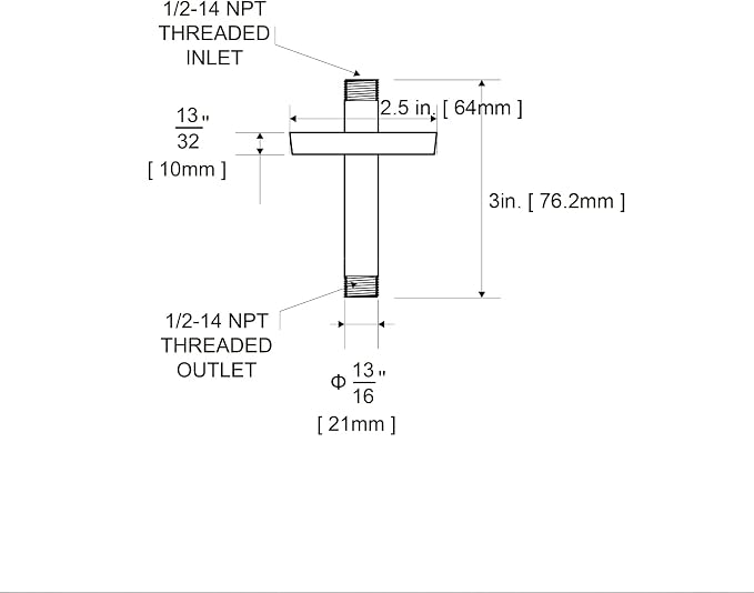 OFFO Shower Arm with Flange, Bright Gold 3 in Ceiling Mount Replacement Rain - Image 7
