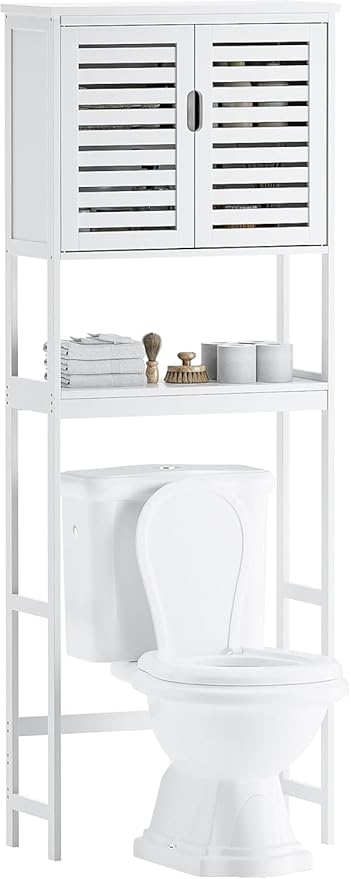 SMIBUY Bathroom Over The Toilet Storage Cabinet, 2 Door Bamboo Cabinet Organizer by SMIBUY