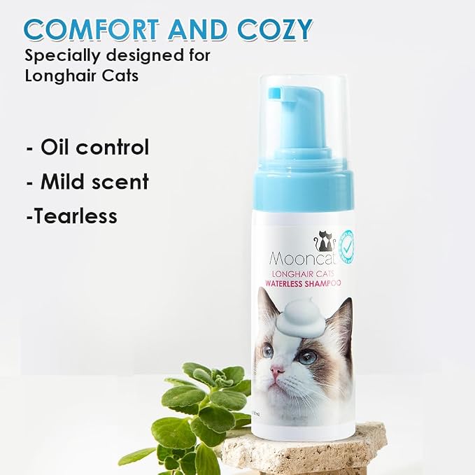 Mooncat Waterless Cat Shampoo for Longhair Cats | Licking Safe No-Rinse Dry - Image 3