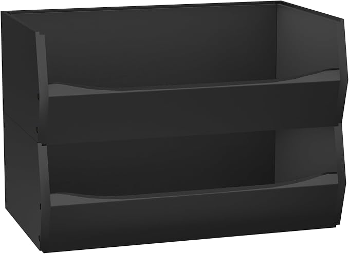 2 Set Open Front Stackable Storage Bins, Bamboo Stacking Storage Bins Food - Image 9
