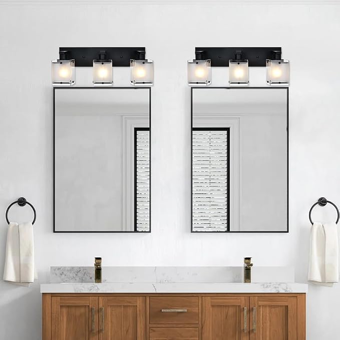 3-Lights Bathroom Light Fixture Over Mirror, Modern Black Wall Sconce Vanity - Image 6