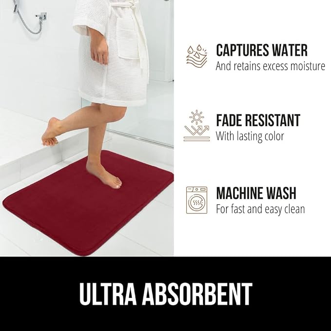GORILLA GRIP Memory Foam Bath Mat, Soft Absorbent Velvet Bathroom Mats - Image 5