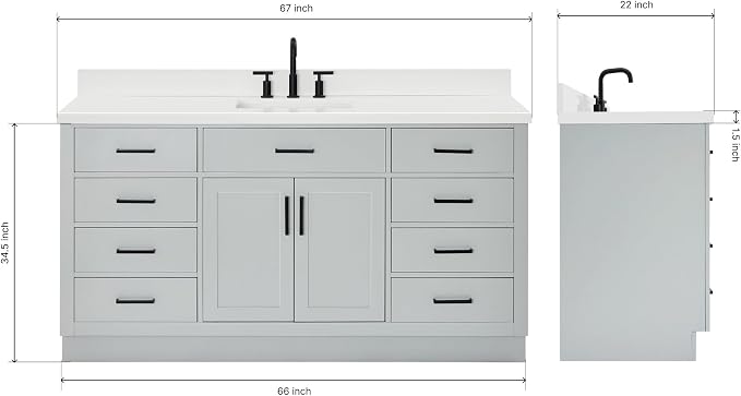 ARIEL 67" Grey Bathroom Vanity - Image 2