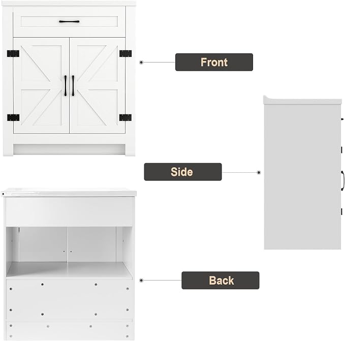 32inch Bathroom Sink Vanity Combo, Small Freestanding Single Bath Vanity Sink - Image 7