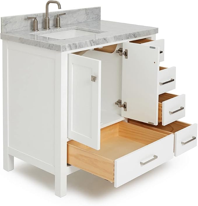 ARIEL Cambridge 37 Inch White Bathroom Vanity - Image 7
