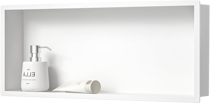 Stainless Steel Shower Niche 30" X 12" White No Tile Needed Niche Shower by Bernkot