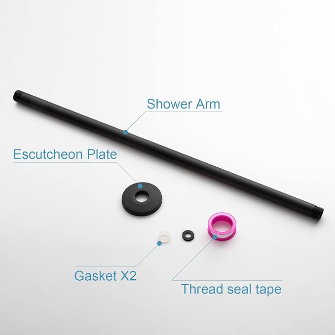 OFFO Shower Arm with Flange, 24 in Ceiling Mount Replacement Rain Shower Head - Image 5