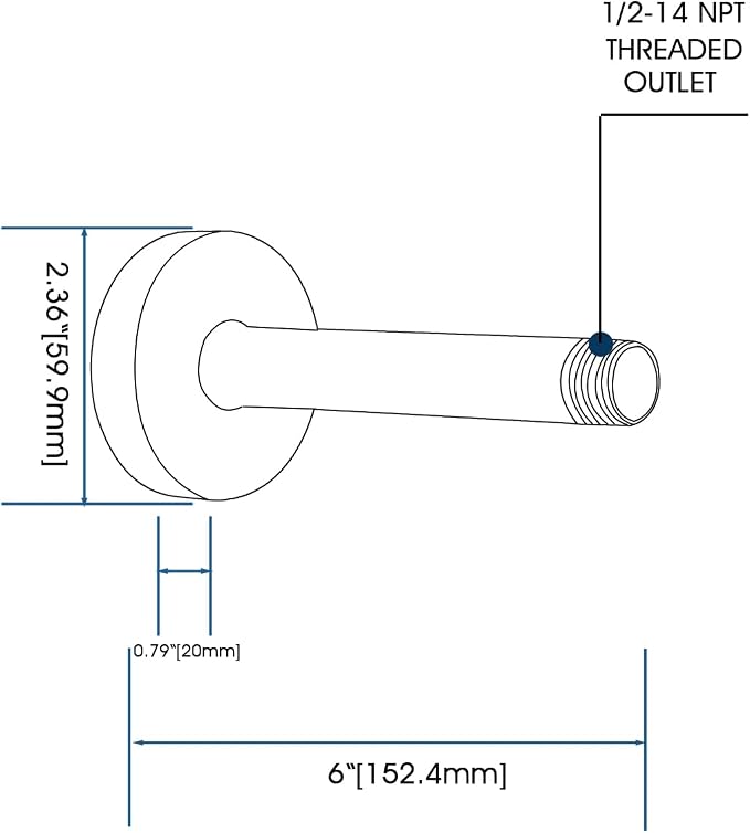 6 Inch Shower Arm with Flange and Stabilizer Bracket, Ceiling Mount Replacement - Image 5