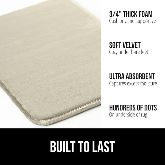 GORILLA GRIP Memory Foam Bath Rugs, Soft Absorbent Velvet Bathroom Mats - Image 3