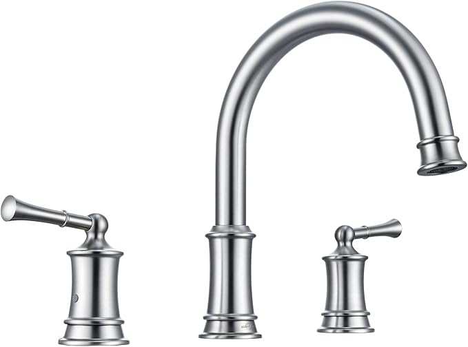 Brushed Nickel Roman Tub Faucet, Antique Bathtub Faucet Set 3 Hole, High Flow by HANGORO