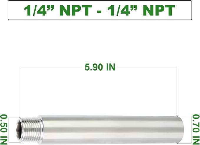 TAISHER 2PCS Stainless Steel Pipe Fittings, 1/4" NPT Male x 1/4" NPT Female - Image 4