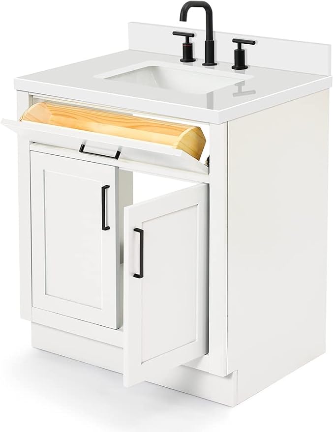 ARIEL 31" Bathroom Vanity with Single Sink, Quartz Top 1.5" Edge, Solid Wood - Image 5
