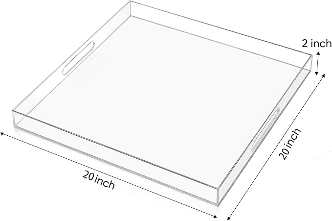 20×20 inches Oversized Clear Acrylic Ottoman Tray Extra Large Decorative Tray - Image 2