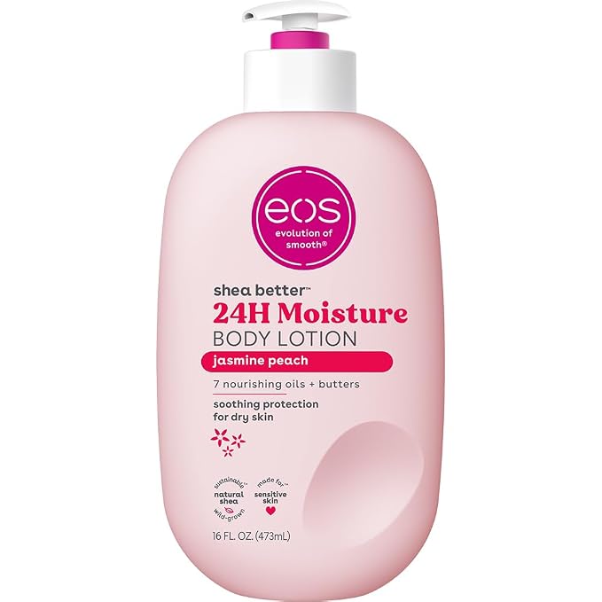 eos Shea Better Body Lotion Jasmine Peach, 24-Hour Moisture Skin Care, by eosproducts