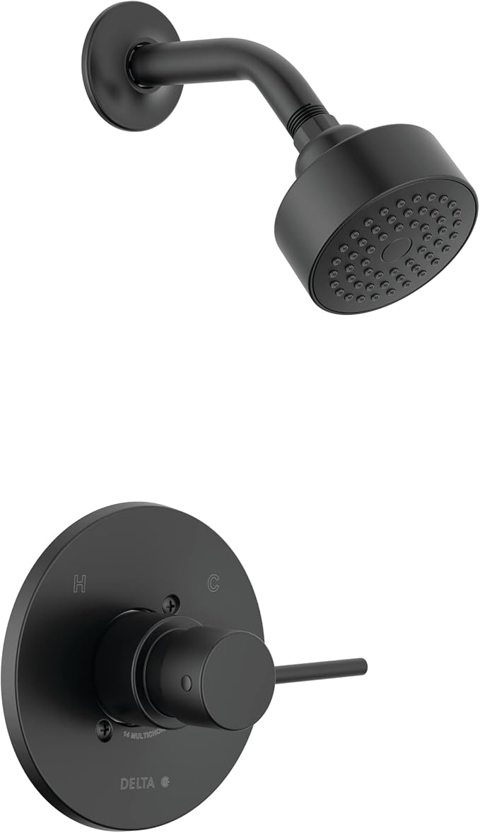 Delta Modern 14 Series Shower Faucet Set, Matte Black Shower Head and Handle Set by DeltaFaucet