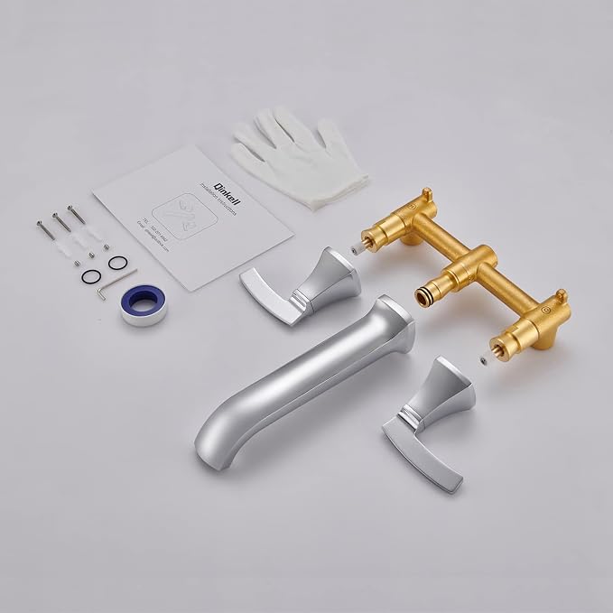 Tub Faucet Wall Mount Tub Filler Chrome High Flow Long Spout Reach Roman - Image 7