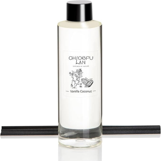 Chloefu LAN Vanilla Coconut Scented Oil Diffuser Refill 6.76 fl oz Natural by ChloefuLANScentedCandles