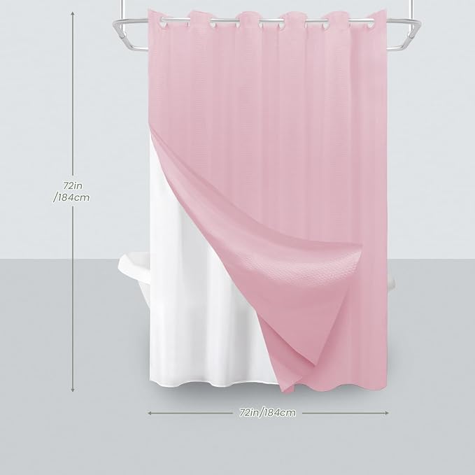 Inhousolu No Hook Waffle Weave Shower Curtain - Image 7