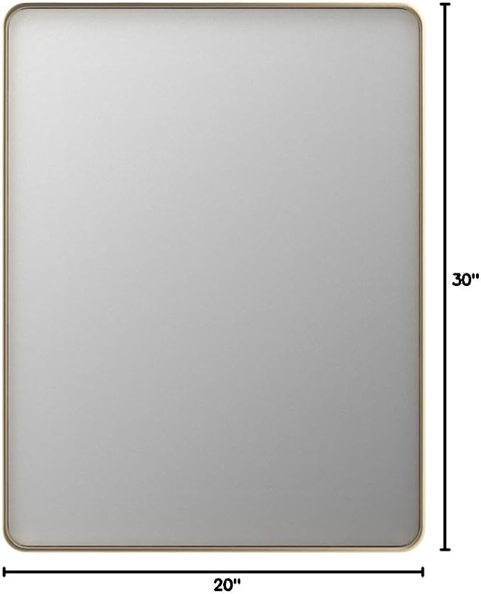 LOAAO 20”X30” Gold Bathroom Mirror, Rounded Rectangle Gold Frame Mirror - Image 9