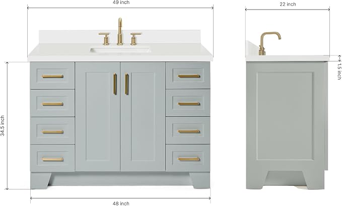 ARIEL 49" Grey Bathroom Vanity - Image 2