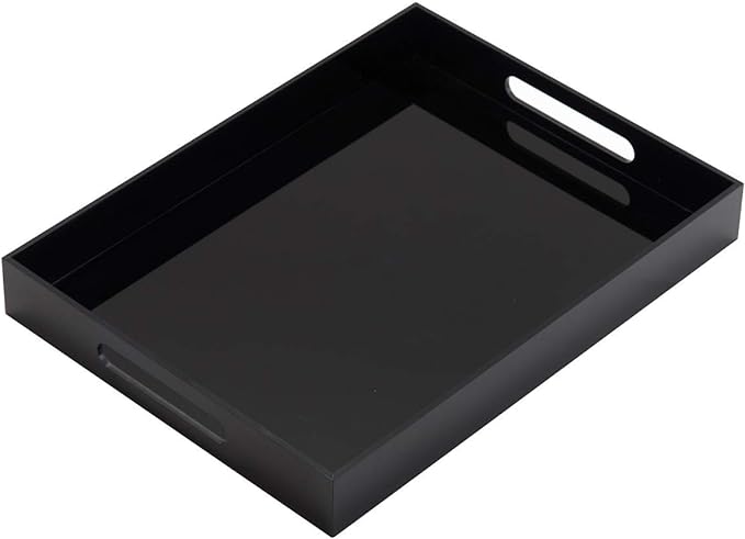 Glossy Black Sturdy Acrylic Serving Tray by KEVLANG
