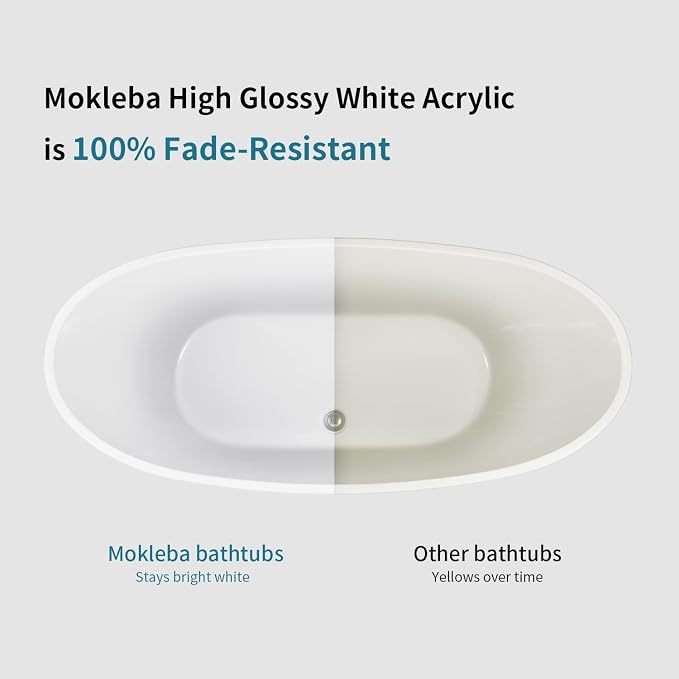 62" Lucite Acrylic Freestanding Bathtub, Double Slipper Shape Contemporary - Image 7