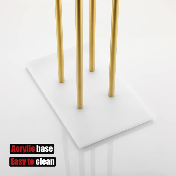 JQK Bath Towel Holder Stand Brushed Gold, 30 Inch Free Standing Double Towel - Image 7