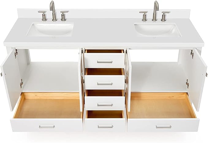 ARIEL Double Bathroom Vanity 73" White - Image 7