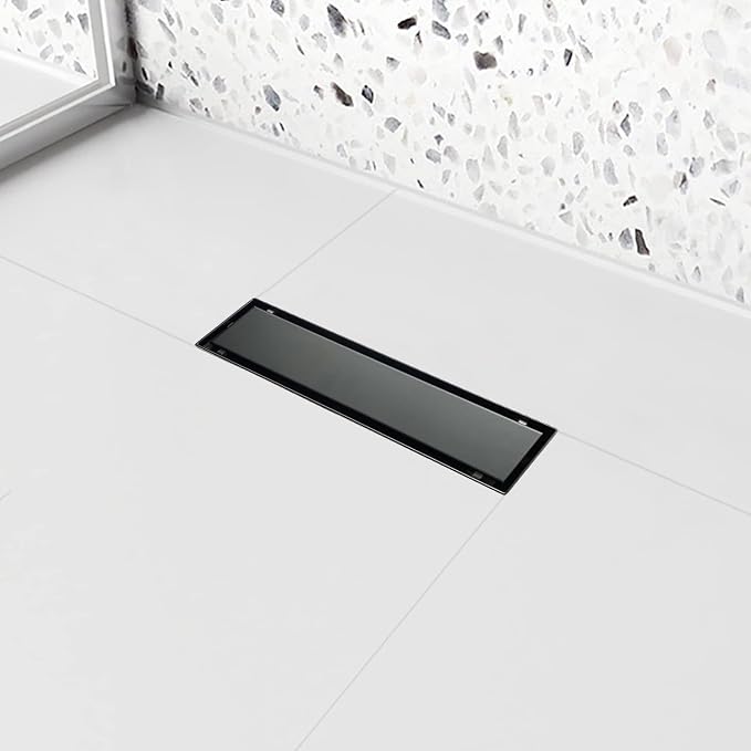 Linear Shower Drain, 12 inch Black Drain - Image 2