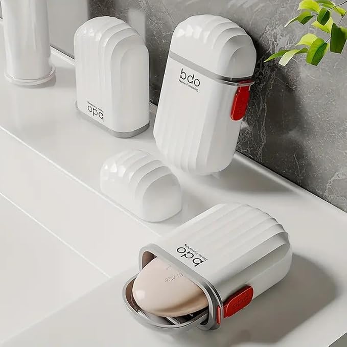 Zulay Kitchen Pack of 2 Portable Plastic Soap Dish Box - Image 2
