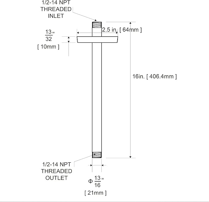 OFFO Shower Arm with Flange, 16 in Ceiling Mount Replacement Rain Shower Head - Image 7