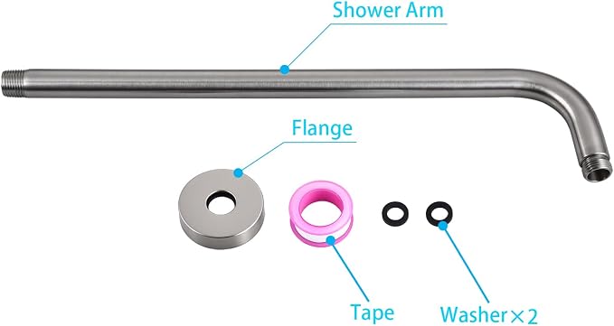 12 Inch Shower Arm with Flange, Stainless Steel 90 Degree Rain Shower Head - Image 9