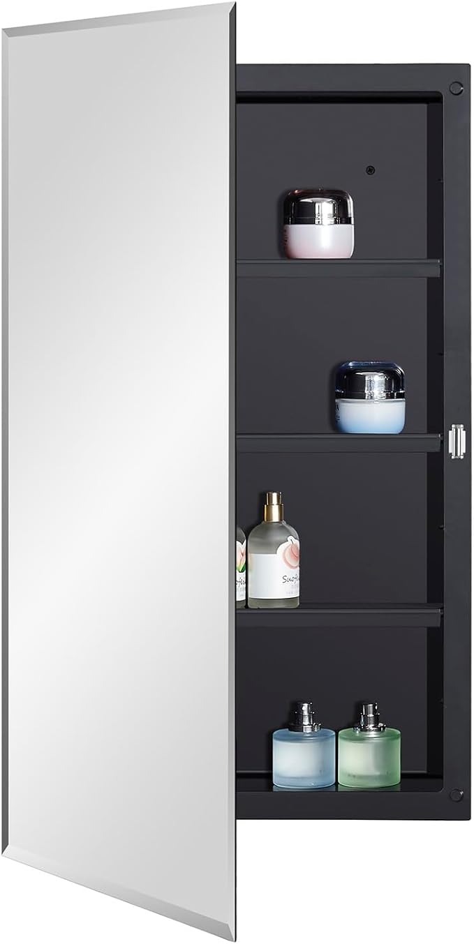 Black Plastic Medicine Mirror Cabinet by MedicineCabinetsMirrors