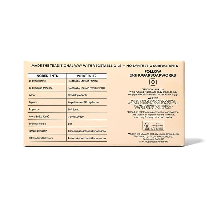 Shugar Soapworks Oatmeal & Honey 5 oz Beauty Bar Soap 8-Pack | Plant-Based - Image 11