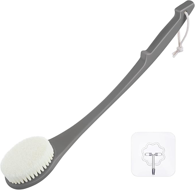 Body Back Scrubber – 17'' Long Handle Shower Brush, Durable Exfoliator by VANZAVANZU