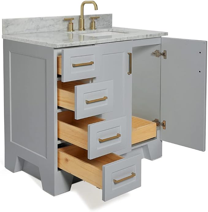 ARIEL Taylor 37 Inch Grey Bathroom Vanity - Image 4