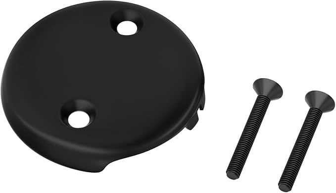 Tub Drain Overflow Cover Black- 3-1/8" Two Hole Bathtub Drain Overflow Cover by JIOTAR