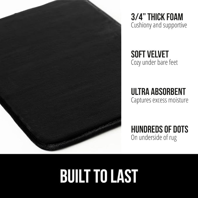 GORILLA GRIP Memory Foam Bath Mat, Soft Absorbent Velvet Bathroom Mats - Image 3