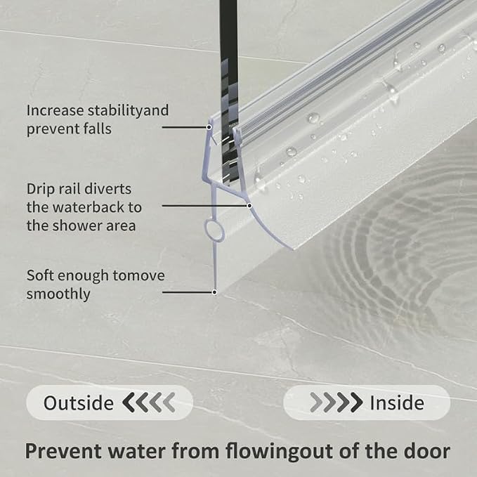 Frameless Shower Door Bottom Seal, Stop Shower Leaks and Create a Water Barrier - Image 2