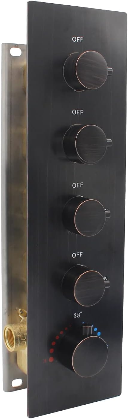 HOMEDEC Oil Rubbed Bronze Brass 4 Way Shower Valve and Trim Kit, Thermostatic by HOMEDEC