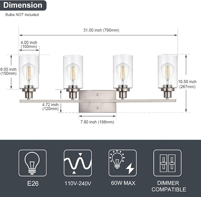 4-Lights Modern Vanity Light Fixtures - Image 4