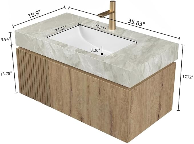 Ambrovina 36" Floating Bathroom Vanity - Image 2