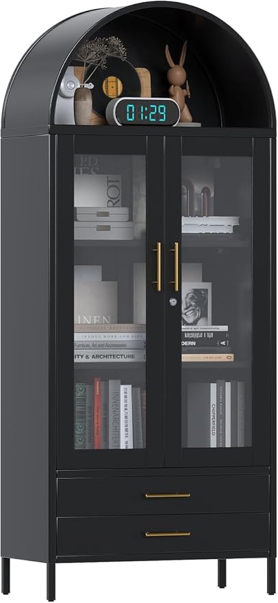 73''H Metal Arch Kitchen Pantry Cabinets, Arched Display Cabinet - Image 3