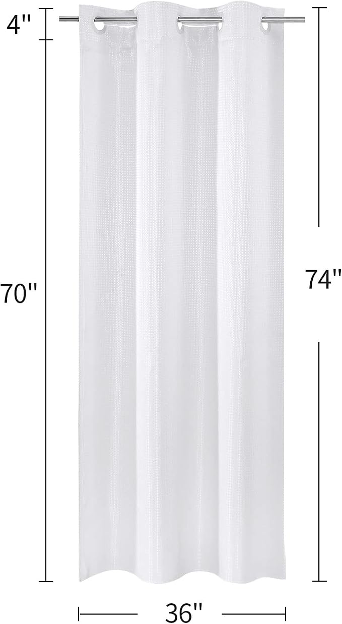 MitoVilla White Waffle Small Stall Shower Curtain Liner Set 36 x 74, No Hooks - Image 7