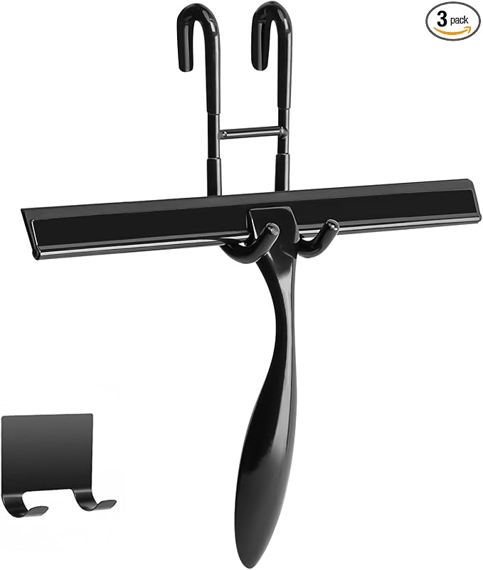 Simtive 10-Inch Shower Squeegee Set, Includes Shower Door Hook and Adhesive Hook by Simtive
