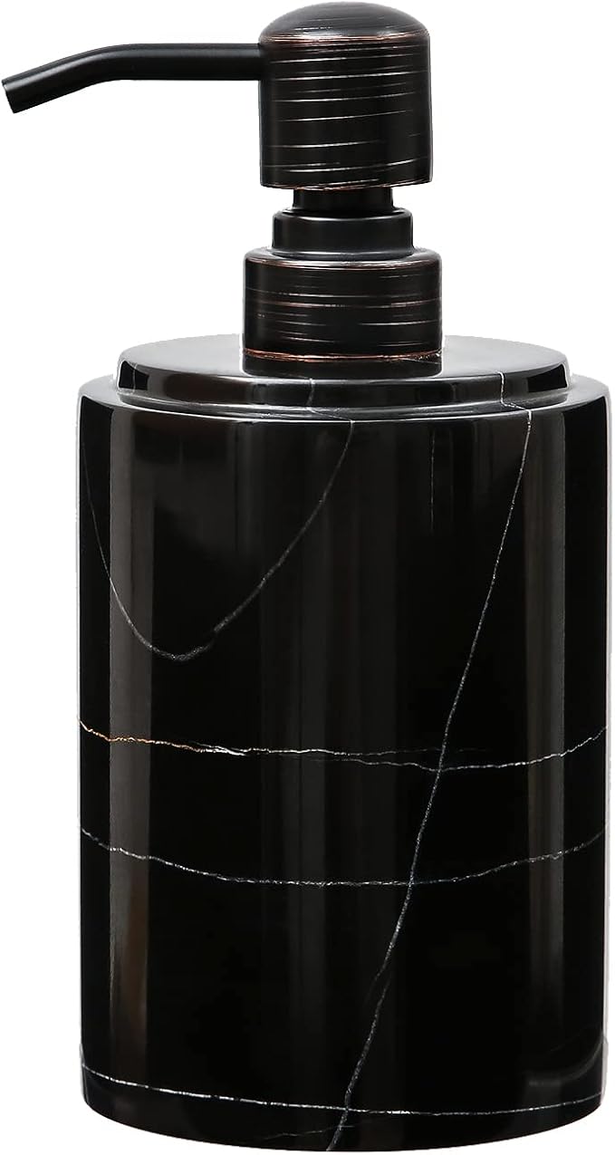 Black Marble Soap Dispenser Hand or Dish by JIMEIMarble