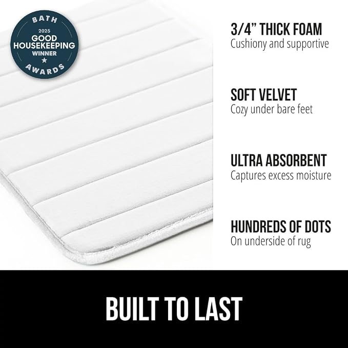GORILLA GRIP Memory Foam Bath Mat, Soft Absorbent US Designed Bathroom Rug - Image 3